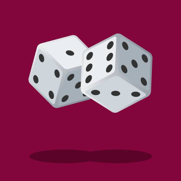 Two white dices isolated on background with shadow. Dice gambling. White cubes Two white dices isolated on background with shadow. Dice gambling. White cubes vector illustration dice stock illustrations