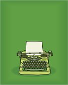 A drawing of a typewriter.  A download includes an easy to edit vector file and a high resolution .jpeg.