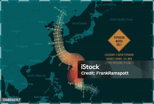 istock Typhoon Muifa 2011 Track Western Pacific Ocean Infographic 1368545157