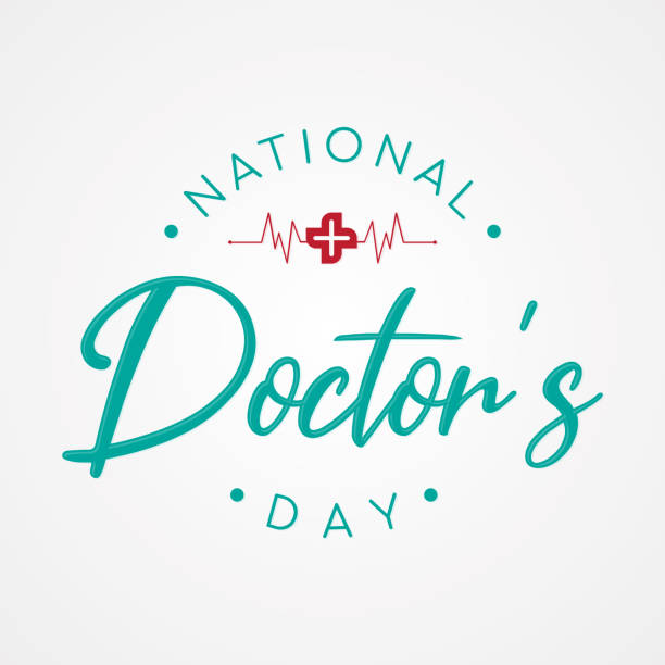Typography for National Doctors Day with cross and heart beat Typography for National Doctors Day with cross and heart beat. Letter National Doctors Day for element design. Vector illustration EPS.8 EPS.10 happy doctors day stock illustrations