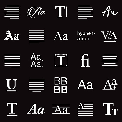 Typography Thin Line Icon Set