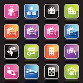 16 super glossy icons representing different real estate symbols.