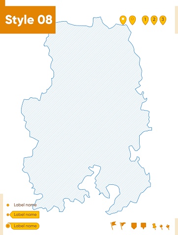 ウドムルト共和国、ロシア - 白い背景に分離グリッドマップ。アウトラインマップ。単純な線、ベクトルマップ。 - イラスト素材...