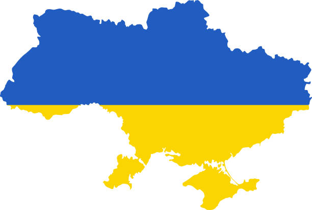 stockillustraties, clipart, cartoons en iconen met ukraine flag map - oekraïne
