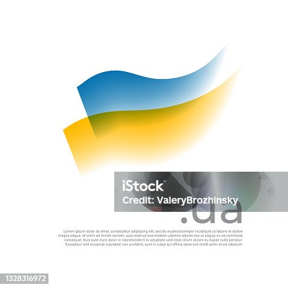 istock Ukraine flag watercolor. Colored stripes ukrainian flag on a white background. Vector stylized design of national poster with ua domain, place for text. State patriotic banner ukraine, cover 1328316972