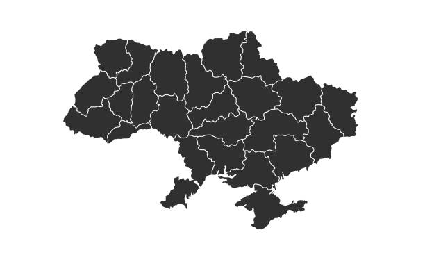 ilustrações de stock, clip art, desenhos animados e ícones de ukraine map background with provinces (oblasts). ukraine map isolated on white background. vector illustration - kharkiv