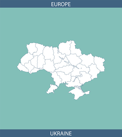 Ukraine Map Vector Outline Illustration With Borders Of States Or ...