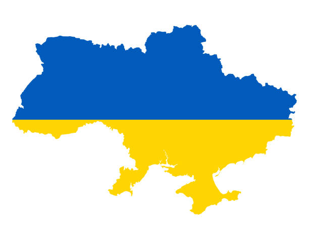 stockillustraties, clipart, cartoons en iconen met de kaart van oekraïne met vlag - oekraïne
