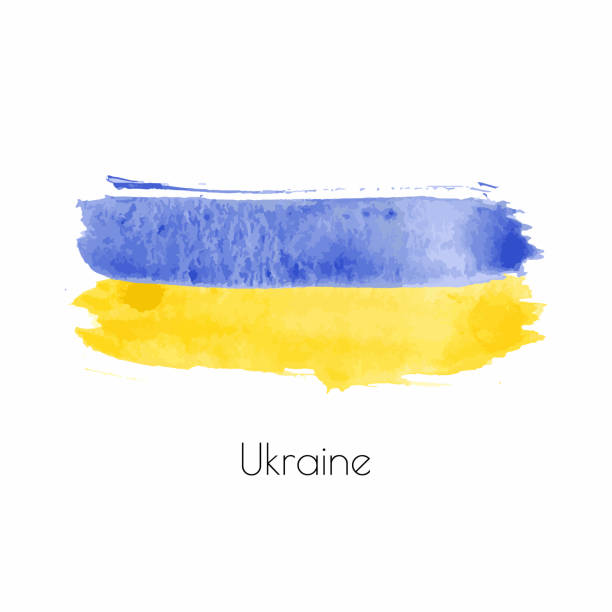 ukrayna vektör suluboya ulusal ülke bayrak simgesi - ukraine stock illustrations