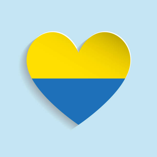 stockillustraties, clipart, cartoons en iconen met ukrainian flag in heart. paper cut style. origami, 3d. - ukraine