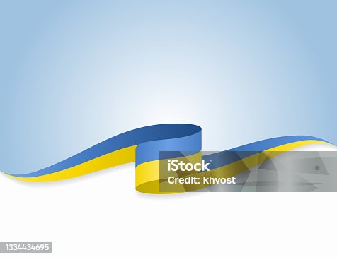istock Ukrainian flag wavy abstract background. Vector illustration. 1334434695