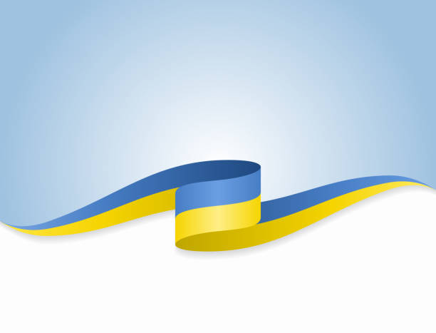 ukrainian flag wavy abstract background. vector illustration. - ukraine 幅插畫檔、美工圖案、卡通及圖標