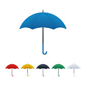 Umbrellas on white background. Umbrella vector icons with color variations.
