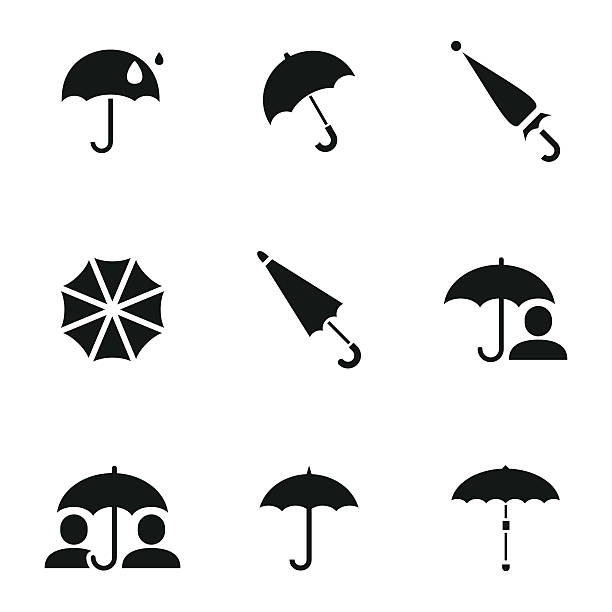Umbrella vector icons Umbrella vector icons. Simple illustration set of 9 umbrella elements, editable icons, can be used in logo, UI and web design umbrella stock illustrations