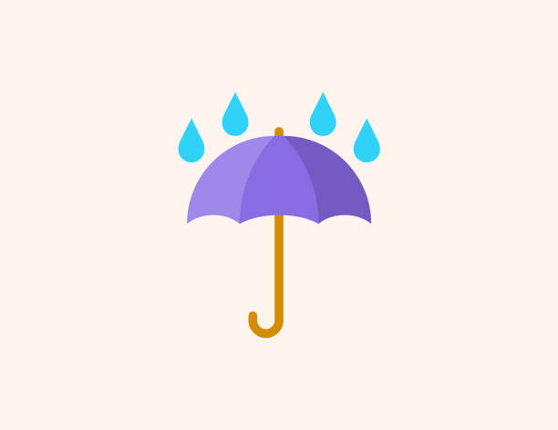 Umbrella with Rain Drops vector icon. Isolated Umbrella flat colored symbol - Vector Umbrella with Rain Drops vector icon. Isolated Umbrella flat colored symbol - Vector umbrella stock illustrations