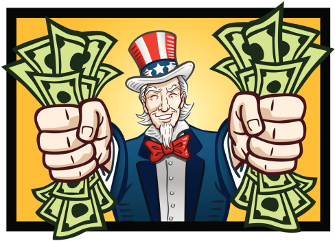 Uncle Sam Holding Cash