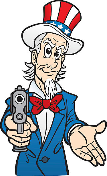 Uncle Sam Robber With A Gun Great illustration of Uncle Sam robbing you with a handgun. Perfect for a government or taxation illustration. EPS and JPEG files included. Be sure to view my other illustrations, thanks! irs stock illustrations