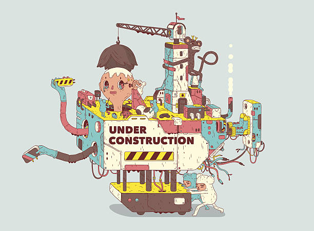 Under Construction Under Construction illustration. Include editable eps10 vector file, jpg and psd files. robot patterns stock illustrations