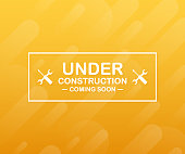 Under construction website page with black and yellow striped borders. Border stripe web. Vector stock illustration.