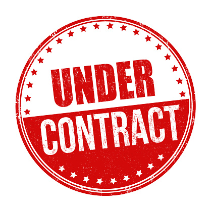 Under contract sign or stamp on white background, vector illustration