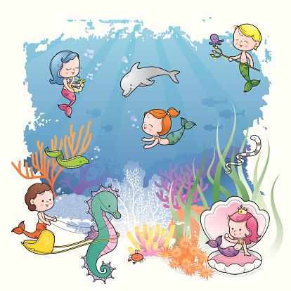Under the sea with mermaid kids