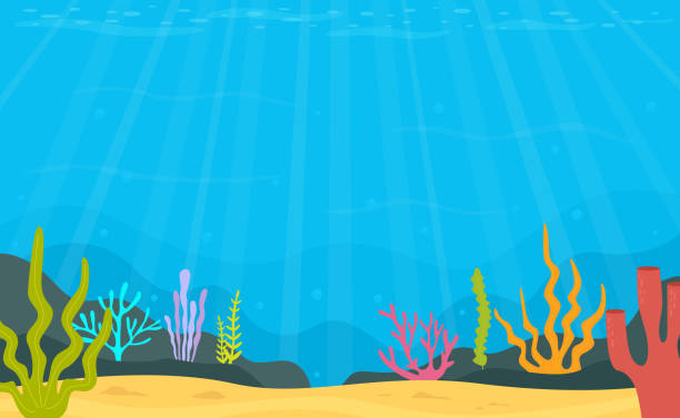 Underwater world. Marine underwater life. Sea, ocean, seascape, seafloor, coral reef, undersea. Vector illustration background. vector art illustration