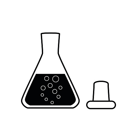 Ungraduated Erlenmeyer flask with a solution