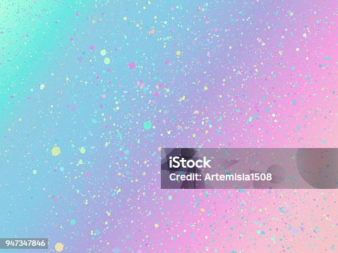 istock Unicorn background with rainbow mesh. Holographic unicorn background with magic sparkles. Vector illustration for poster, brochure, invitation, cover book, catalog. 947347846