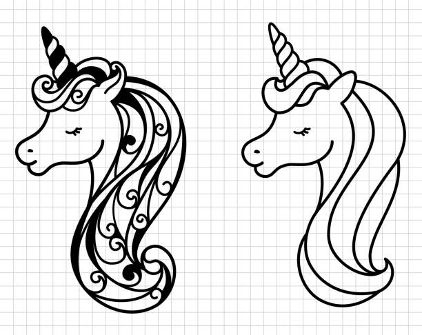 Unicorn Outline Drawing Illustrations, Royalty-Free Vector Graphics