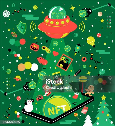 istock Unidentified Flying Objects (UFO) collecting NFT collectibles 1356480935