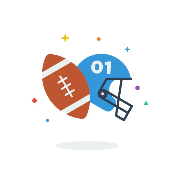 Unique flying Rugby Football Helmet flat badge icon vector for website Unique flying Rugby Football Helmet flat badge icon vector for website and any digital needs rugby league stock illustrations
