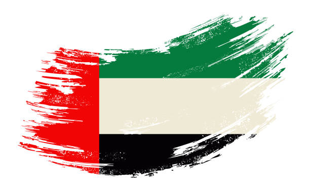 объединенные арабские эмираты флаг гранж кисти фоне. векторная иллюстрация. - uae flag stock illustrations