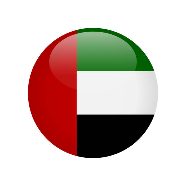 아랍에미리트 - 아랍에미리트 - 플래그 아이콘 벡터 일러스트레이션 - 라운드 - uae flag stock illustrations