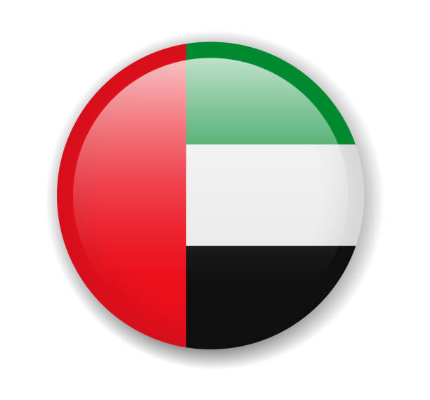 阿拉伯聯合大公國國旗。白色背景上的圓形明亮圖示 - uae flag 幅插畫檔、美工圖案、卡通及圖標