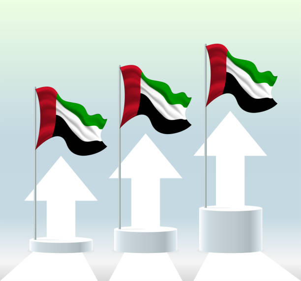 stockillustraties, clipart, cartoons en iconen met united arab emirates flag. the country is in an uptrend. - focus un focus