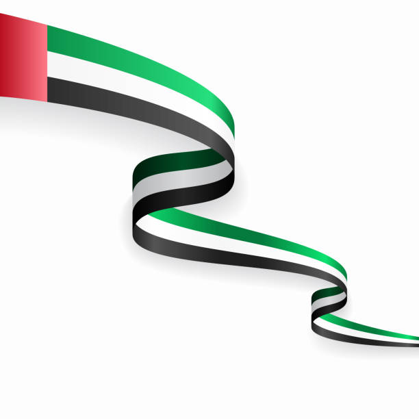阿拉伯聯合大公國國旗波浪抽象背景。向量插圖。 - uae flag 幅插畫檔、美工圖案、卡通及圖標