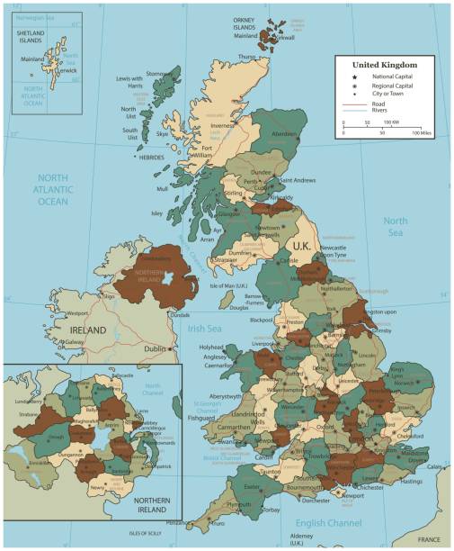英國地圖與可選的領土。向量 - sunderland 幅插畫檔、美工圖案、卡通及圖標