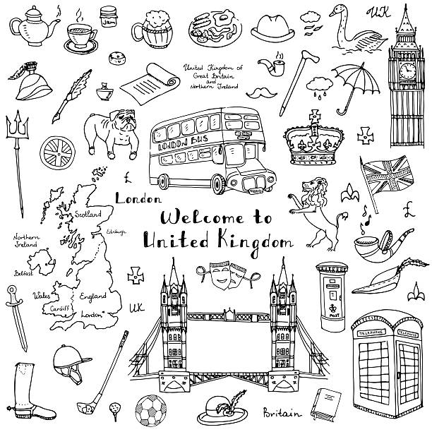 United Kingdom set vector art illustration