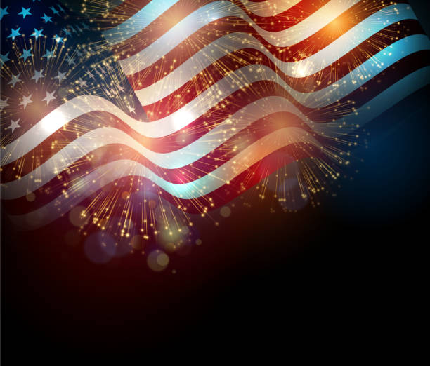 United States flag United States flag. Fireworks background for USA Independence Day. Fourth of July celebrate fourth of july fireworks stock illustrations