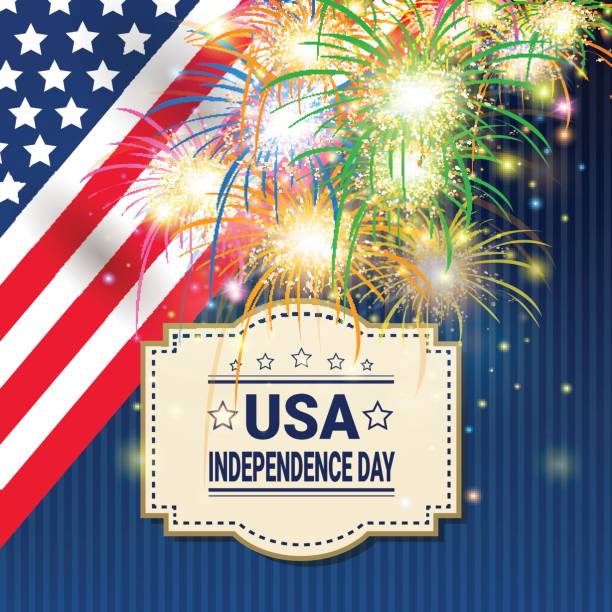 день независимости сша праздник 4 июля поздравительная открытка - july 4 stock illustrations
