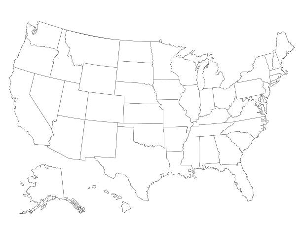 United States map, High detailed border United States map, High detailed border eastern usa stock illustrations