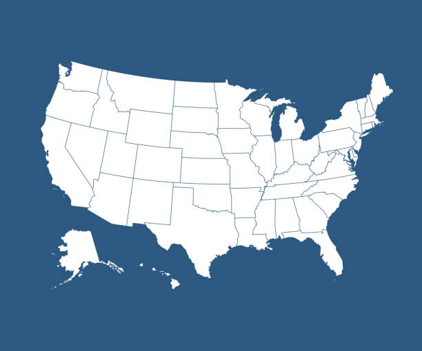 illustrazioni stock, clip art, cartoni animati e icone di tendenza di stati uniti d'america paese, mappa vettoriale usa - stati uniti d'america