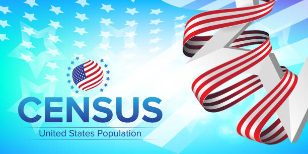 United States Population Census 2020 banner. Vector illustration with American striped flag and stars. Can be used for landing page web template, badge or advertisement poster and flier graphic design United States Population Census 2020 banner. Vector illustration with American striped flag and stars. Can be used for landing page web template, badge or advertisement poster and flier graphic design census stock illustrations