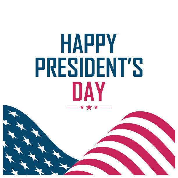 ilustraciones, imágenes clip art, dibujos animados e iconos de stock de tarjeta de felicitación del día del presidente de los estados unidos con la bandera nacional de ee.uu. - presidents day