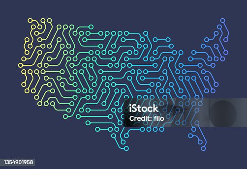 istock United States Technology Circuit Board Map 1354901958