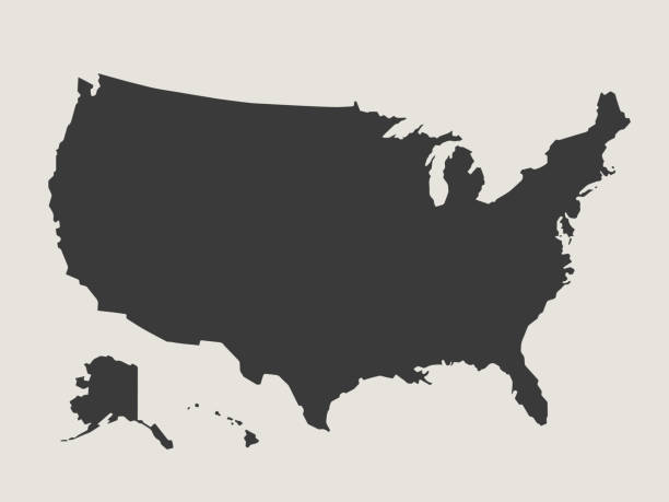 ilustracja z mapą wektorową stanów zjednoczonych - usa stock illustrations