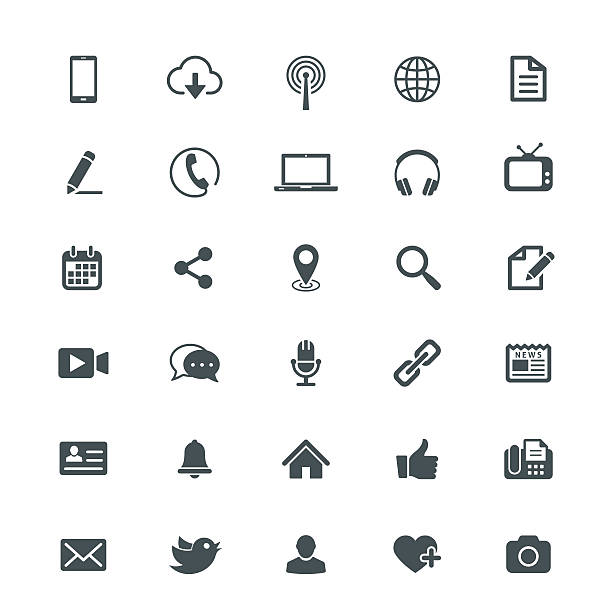 Universal Internet Icon Collection Collection of useful universal internet icons.  conceptual symbol stock illustrations