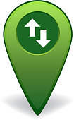 Up and down arrow sign map pointer for GPS navigation on a mobile device.
