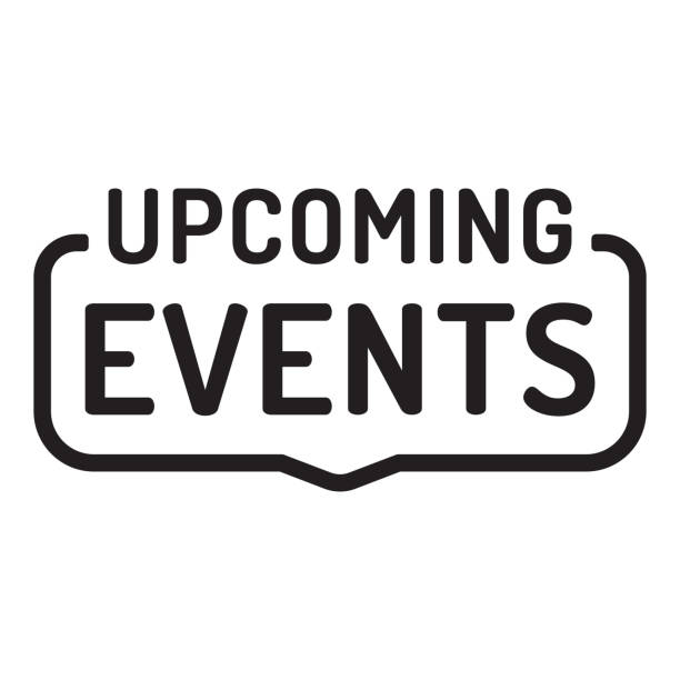 Upcoming events. Flat vector illustration on white background. Badge, stamp. event calendar stock illustrations