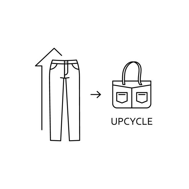 upcycle-konzept. sekundäre verwendung von kleidung. wiederverwendung und upcycling-zeichen. - upcycling stock-grafiken, -clipart, -cartoons und -symbole